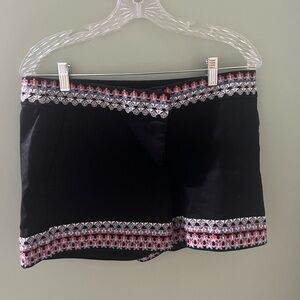 Black Embroidered Hem Shorts